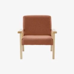 Poltrona scandinava per bambini in tessuto bouclé e legno di hevea