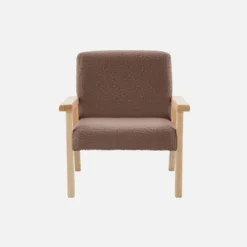 Poltrona scandinava per bambini in tessuto bouclé e legno di hevea