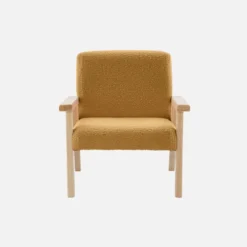Poltrona scandinava per bambini in tessuto bouclé e legno di hevea