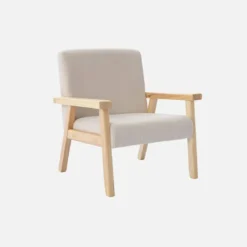 Poltrona scandinava per bambini in velluto a coste e legno di hevea