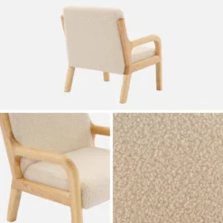 Poltrona scandinava per bambini in tessuto bouclé e legno