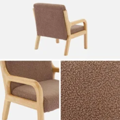 Poltrona scandinava per bambini in tessuto bouclé e legno