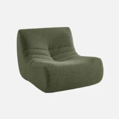 Poltrona senza braccioli in tessuto effetto alpaca