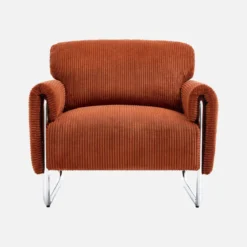 Poltrona vintage in velluto a coste con struttura cromata