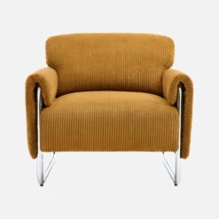 sweeek Poltrona vintage in velluto a coste con struttura cromata