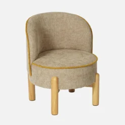 sweeek Poltrona vintage per bambini in tessuto ciniglia e legno di hevea