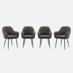 sweeek Poltrone in velluto a coste con gambe in metallo nero opaco, set di 4