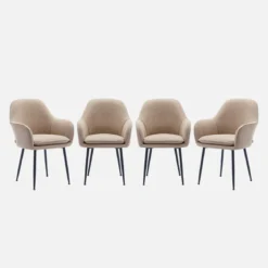 Poltrone in velluto a coste con gambe in metallo nero opaco, set di 4