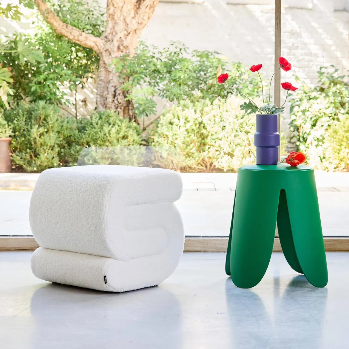 Pouf in bouclé