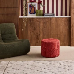sweeek Pouf rotondo in bouclé testurizzato