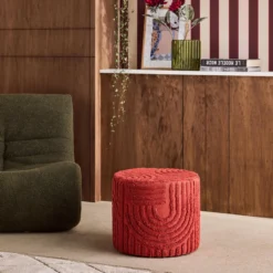 sweeek Pouf rotondo in bouclé testurizzato