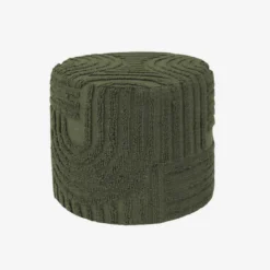 Pouf rotondo in bouclé testurizzato