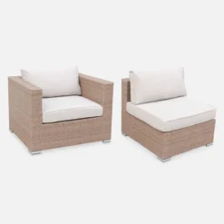 sweeek Salotto da giardino angolare in resina intrecciata, 8-10 posti