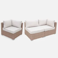 sweeek Salotto da giardino angolare in resina intrecciata, 8-10 posti