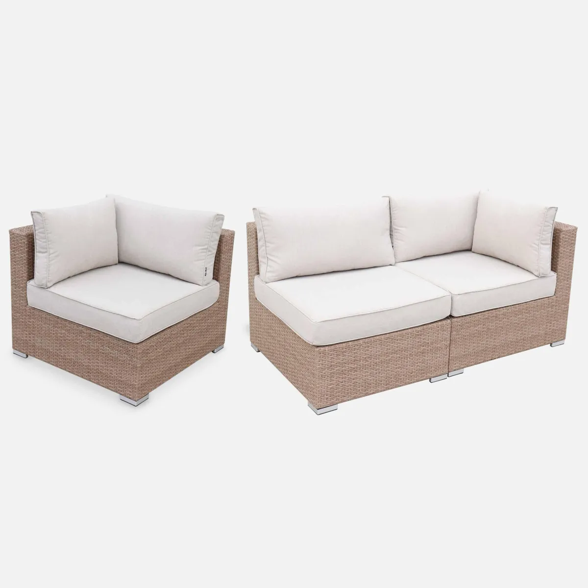 sweeek Salotto da giardino angolare in resina intrecciata, 8-10 posti