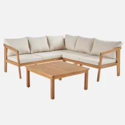 sweeek Salotto da giardino angolare in acacia, 5 posti