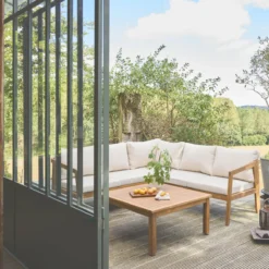 sweeek Salotto da giardino angolare in acacia, 5 posti