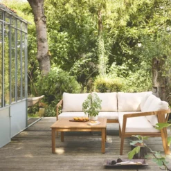 sweeek Salotto da giardino angolare in acacia, 5 posti