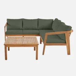 sweeek Salotto da giardino angolare in acacia, 5 posti