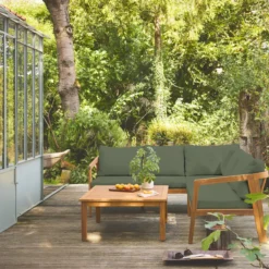sweeek Salotto da giardino angolare in acacia, 5 posti