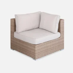 sweeek Salotto da giardino angolare in resina intrecciata, 5 posti