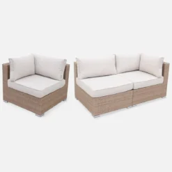 Salotto da giardino angolare in resina intrecciata, 12-14 posti