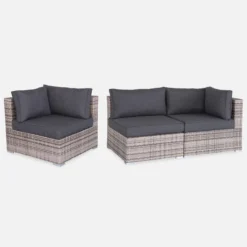 sweeek Salotto da giardino angolare in resina intrecciata, 8-10 posti