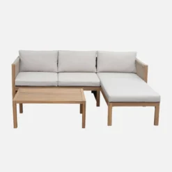 sweeek Salotto da giardino angolare in legno di acacia e corda, 4 posti