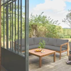 sweeek Salotto da giardino angolare in acacia, 5 posti