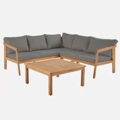 sweeek Salotto da giardino angolare in acacia, 5 posti