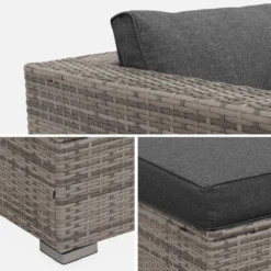 sweeek Salotto da giardino angolare in resina intrecciata, 12-14 posti