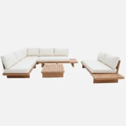 sweeek Salotto da giardino angolare in legno di acacia, 7 posti