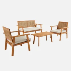 sweeek Salotto da giardino con corde verticali, 4 posti