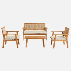sweeek Salotto da giardino con corde verticali, 4 posti