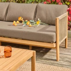 sweeek Salotto da giardino in acacia e corde, 5 posti