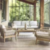 sweeek Salotto da giardino in acacia con corda, 5 posti