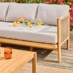 sweeek Salotto da giardino in acacia e corde, 5 posti
