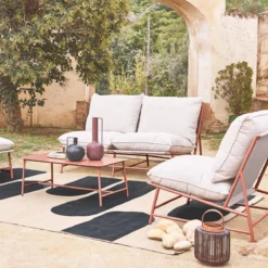 sweeek Salotto da giardino in acciaio e textilene, 4 posti