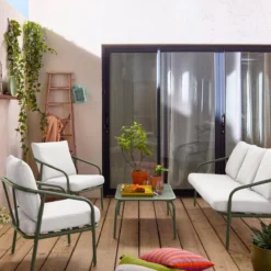 sweeek Salotto da giardino in acciaio, 5 posti