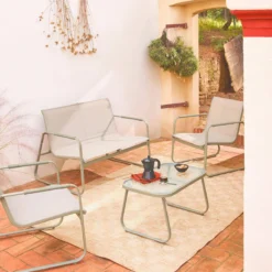 sweeek Salotto da giardino in acciaio, 4 posti