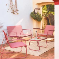 sweeek Salotto da giardino in acciaio, 4 posti
