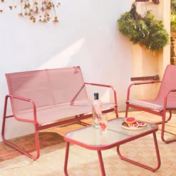 sweeek Salotto da giardino in acciaio, 4 posti