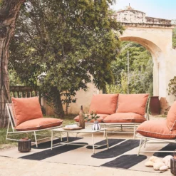 sweeek Salotto da giardino in acciaio e textilene, 4 posti
