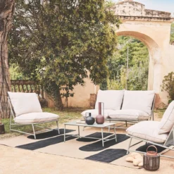 sweeek Salotto da giardino in acciaio e textilene, 4 posti