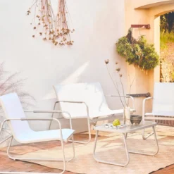 sweeek Salotto da giardino in acciaio, 4 posti