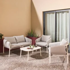 sweeek Salotto da giardino in acciaio, 4 posti