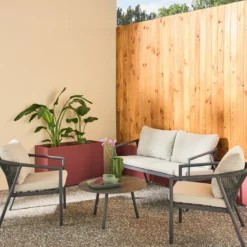 sweeek Salotto da giardino in alluminio e corde, 4 posti
