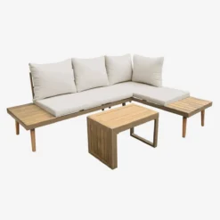 sweeek Salotto da giardino in alluminio e acacia, 4 posti