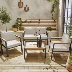 sweeek Salotto da giardino in alluminio e polipropilene, 4 posti