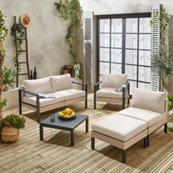 sweeek Salotto da giardino in alluminio e resina, 5 posti